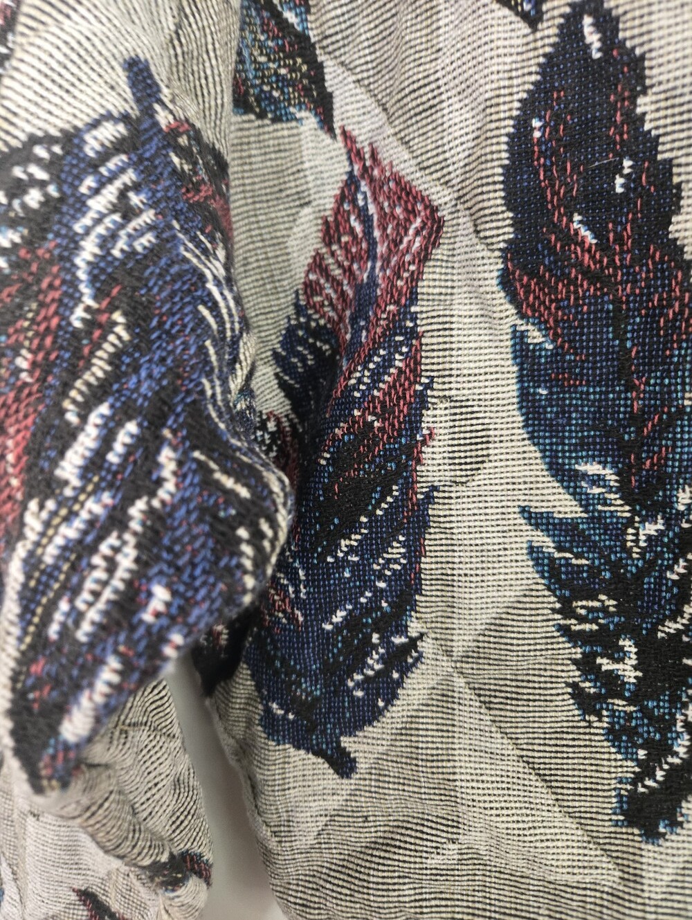 🍂 Vintage Southwest Canyon Tapestry Leaf Cropped Jacket XL - Picture 4 of 6